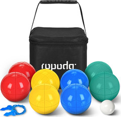 90Mm Bocce Ball Set, Lighter Bocce Ball for Beginners with 8 Balls, Pallino, Cas