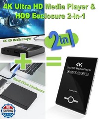 4K Ultra HD Media Player and HDD Enclosure 2-in-1 – Play H.265/HEVC H.264/AVC