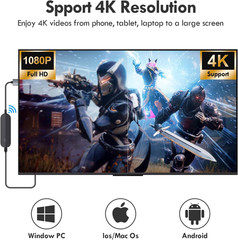4K 1080P Wireless HDMI Display Adapter, WiFi Streaming Movies, Shows Receiver fo