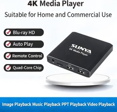4K Ultra-HD Media Player for USB/HDD Drives SD Cards Plays HEVC HDMI AV MP3/JPG