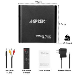 Agptek Hdmi Media Player Black Mini 1080P Full-Hd Ultra Hdmi Digital Media