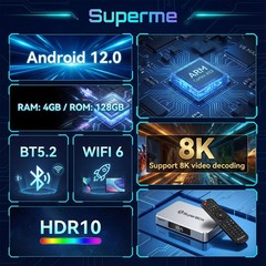 SuperBox Supreme Android 12 TV Box | 4GB RAM+128GB ROM | Bluetooth Voice Remote