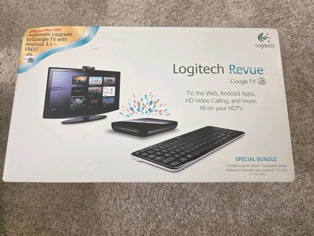 Logitech Revue Google tv special bundle keyboard controller tv cam companion box