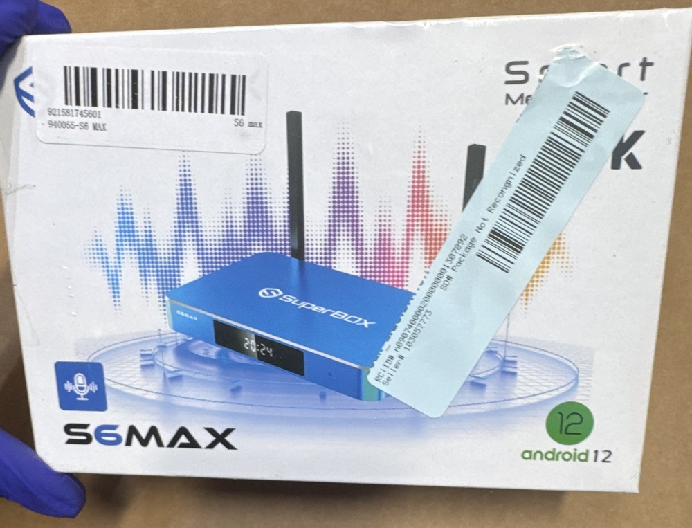 SuperBox S6MAX Android 12 6K Wi-Fi 6 TV Box 4GB+64GB Ethernet H.265 Blue