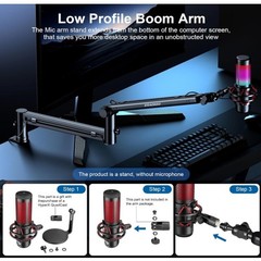 Aokeo AK-58 Low Profile Boom Arm Mic Stand Podcast Streaming Gaming