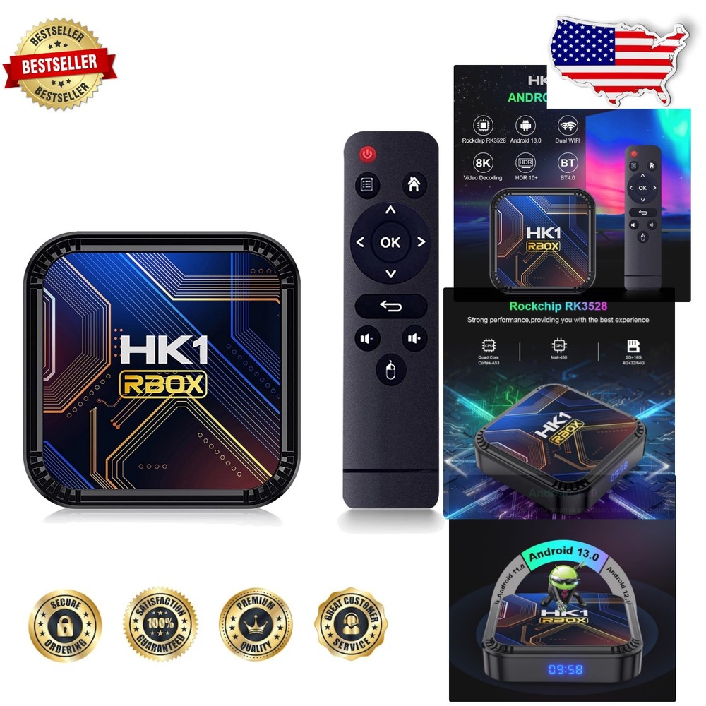 Smart TV Box Android 13 8K Resolution 4GB RAM 32GB ROM WiFi 6 Bluetooth 4.0