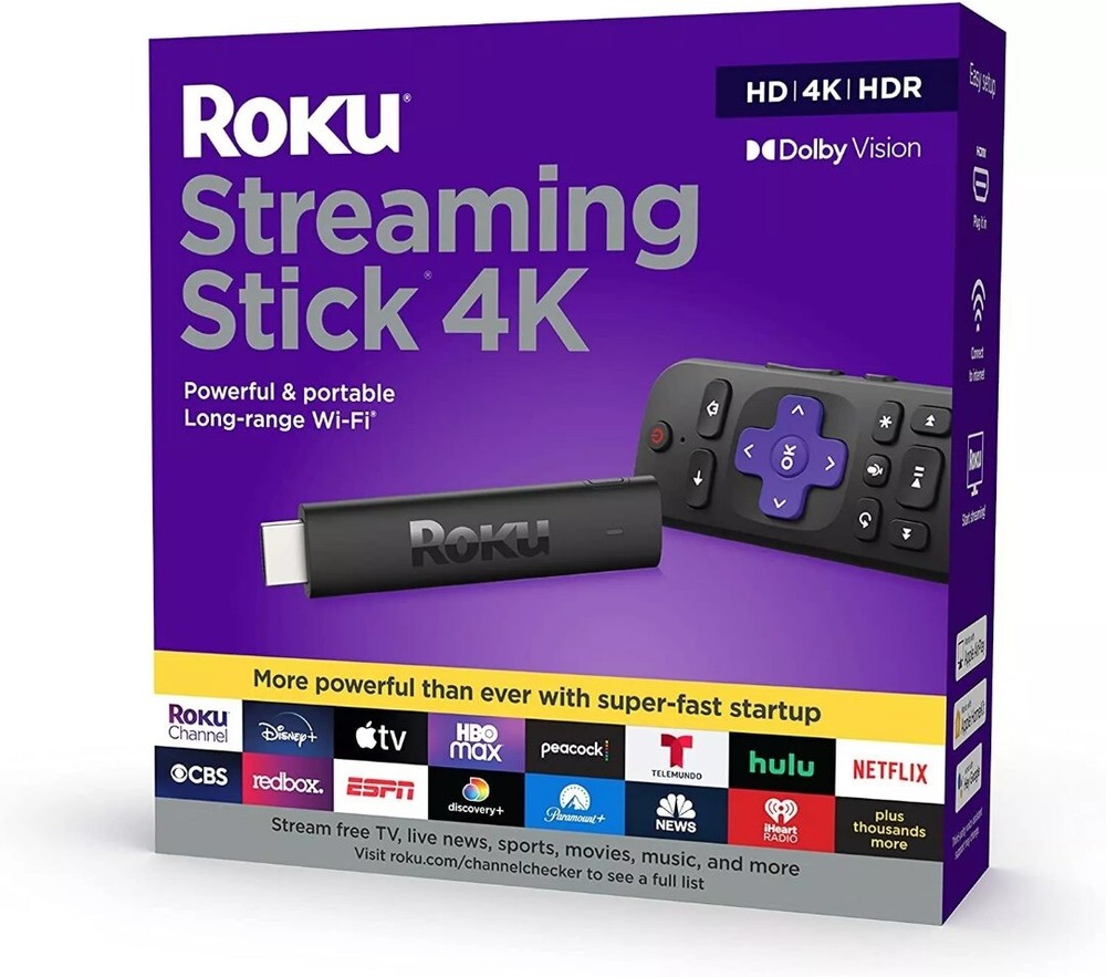 Roku Streaming Stick 4K Device 4K HDR Dolby Vision Voice Remote – 3820R2