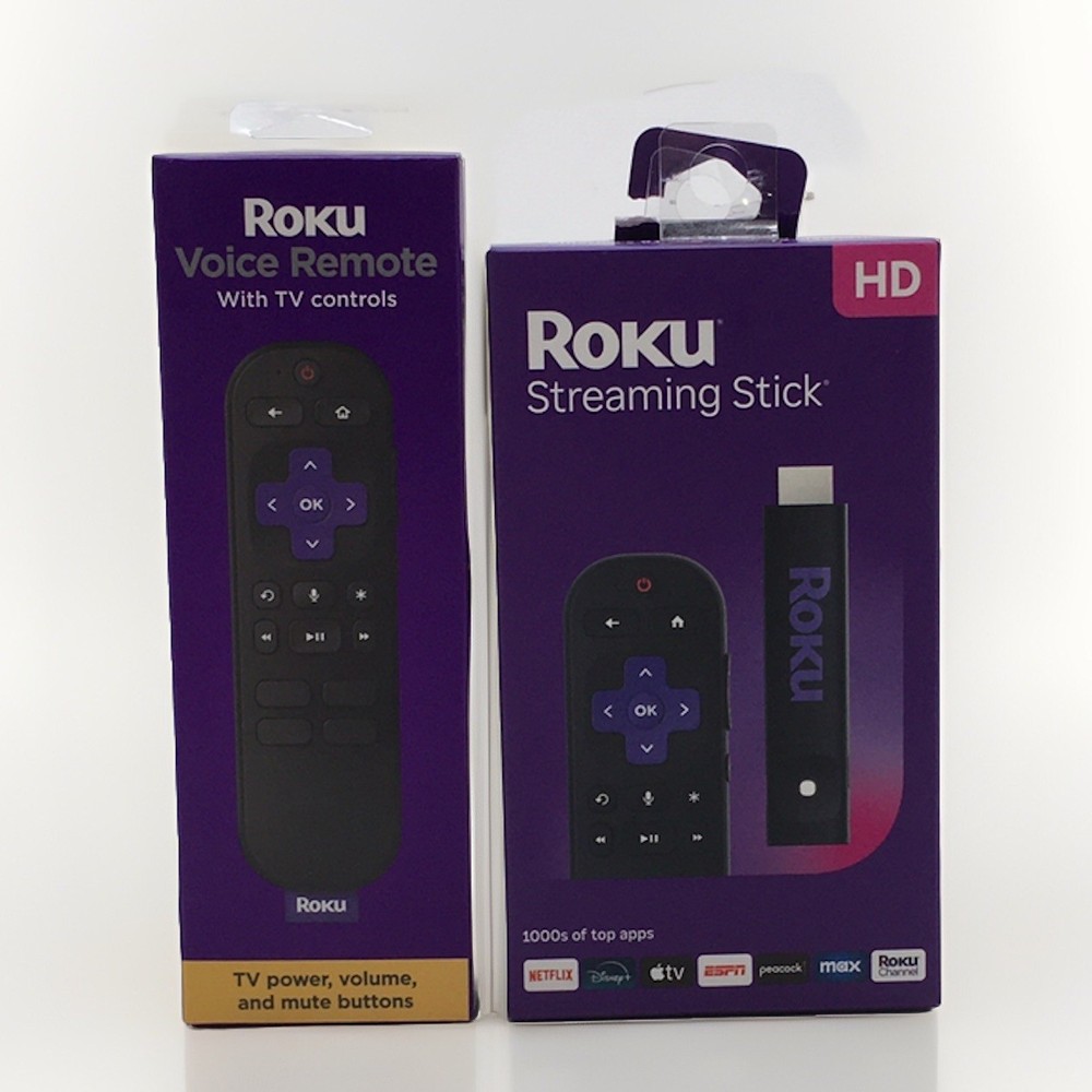 Roku Streaming Stick HD 2025 HD Streaming Device for TV w/ 2 Roku Voice Remotes