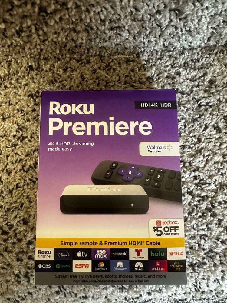 New/Sealed Roku Premiere 4K/HDR Streaming Media Player with HDMI Cable & Remote