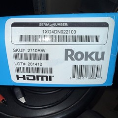 Roku 1 (3rd Generation) Media Streamer 2710- Black W/ HDMI Cord, Remote Open Box
