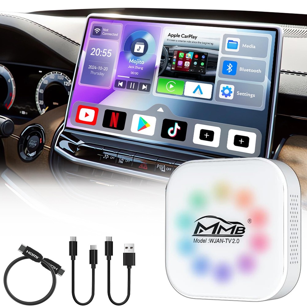 Magic AI Box 3.0 Wireless CarPlay & Android Auto Adapter, Android 12 os, 4GB+…