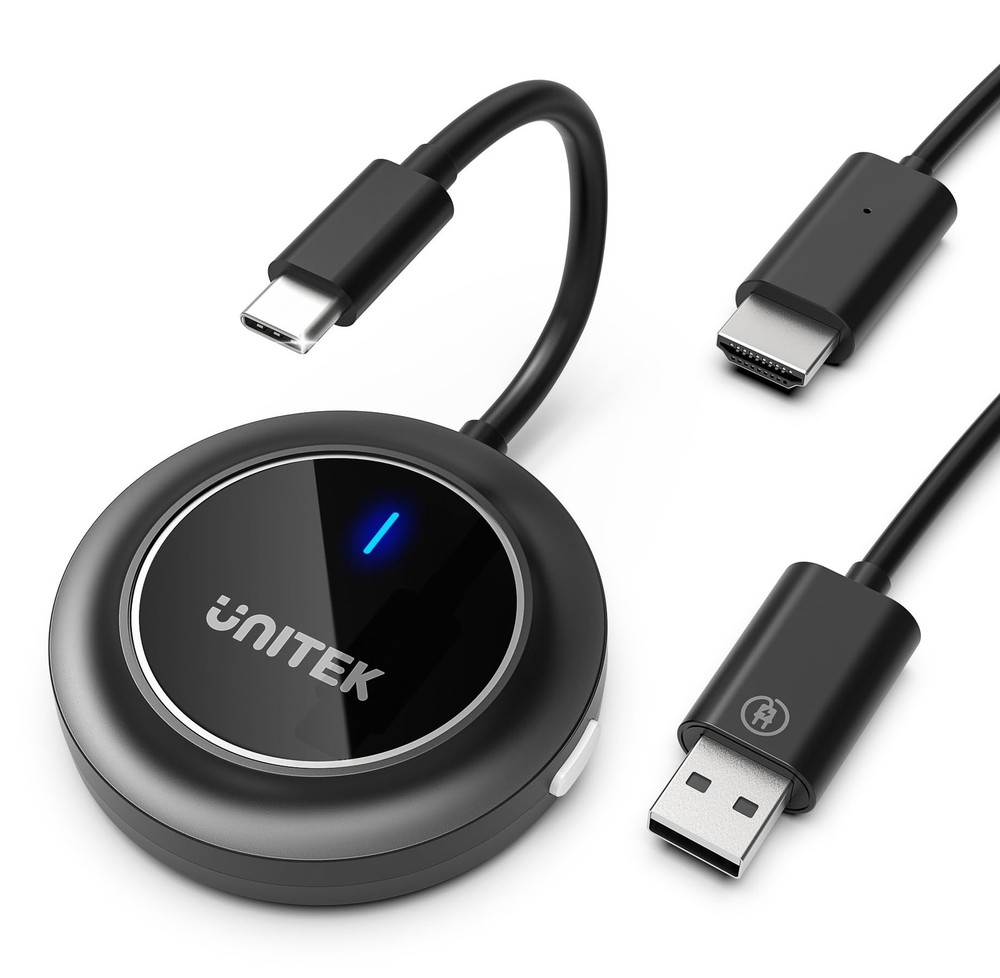Unitek Wireless HDMI Display Dongle Adapter Portable 1080P 60Hz USB C Transm…