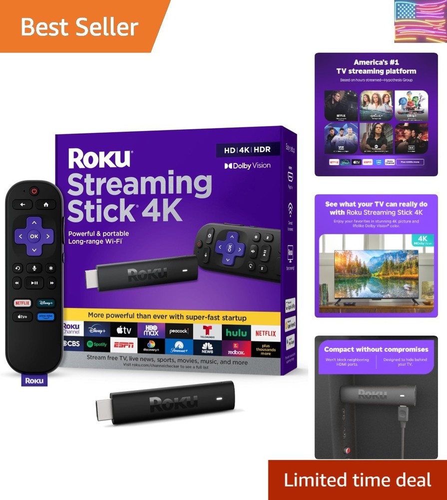 Streaming Stick 4K – HDR & Dolby Vision Streaming Device for TV with Voice Re…