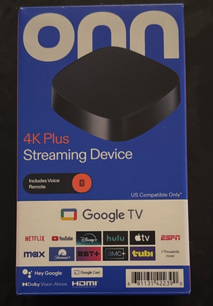 onn 4K Plus Streaming Device Google TV Voice Remote 4K Dolby Vision Atmos HDMI