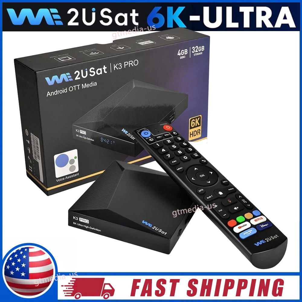 2026 We2USat K3 PRO Android Smart TV Box Media Player Bluetooth Voice Control US