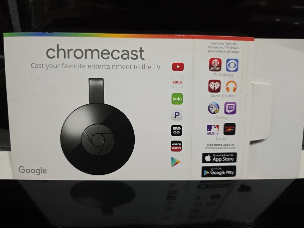 Google Chromecast Digital Media Streamer – Black (NC2-6A5) & USB Cord