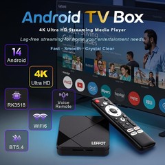 Android 14.0 Tv 2025 Leffot Rk3518 4K Ultra Hd Streaming Device For Tv 2Gb Ram
