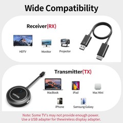 Unitek Wireless HDMI Display Dongle Adapter Portable 1080P 60Hz USB C Transm…