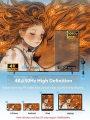 4K/5G Wireless HDMI Display Adapter, 30Hz Miracast Dongle Screen Mirroring Vi…