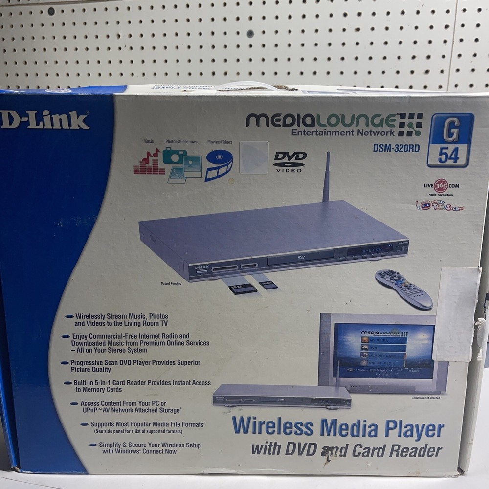 D-Link MediaLounge DSM-320RD Wireless Media Player W/DVD & Card Reader NOS