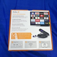 Roku 2 Media Streamer W/ Headphone Jack- Black (2720R) New & Factory Sealed