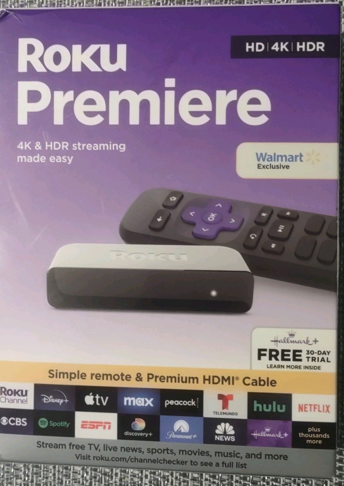 Roku Premiere 4K/HDR Streaming Media Player with HDMI Cable & Remote *OPEN BOX*