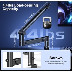 Aokeo AK-58 Low Profile Boom Arm Mic Stand Podcast Streaming Gaming