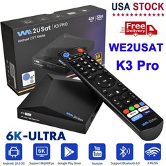 2026 Newest! WE2USAT K3 Pro TV Box 6K HDR 4GB+32GB Android 10.0 Built-in WiFi