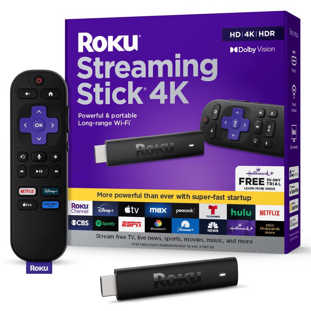 Roku Streaming Stick 4K | Dolby Vision, HDR10+, Voice Remote, Long-Range Wi-Fi