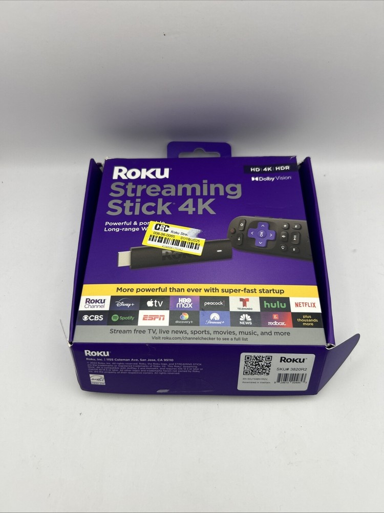 Roku Streaming Stick 4K 3820 HDR Media Streamer