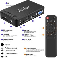 Updated 4K@30hz HDMI TV Media Player with HDMI/AV/VGA Output, Digital MP4 Pla…
