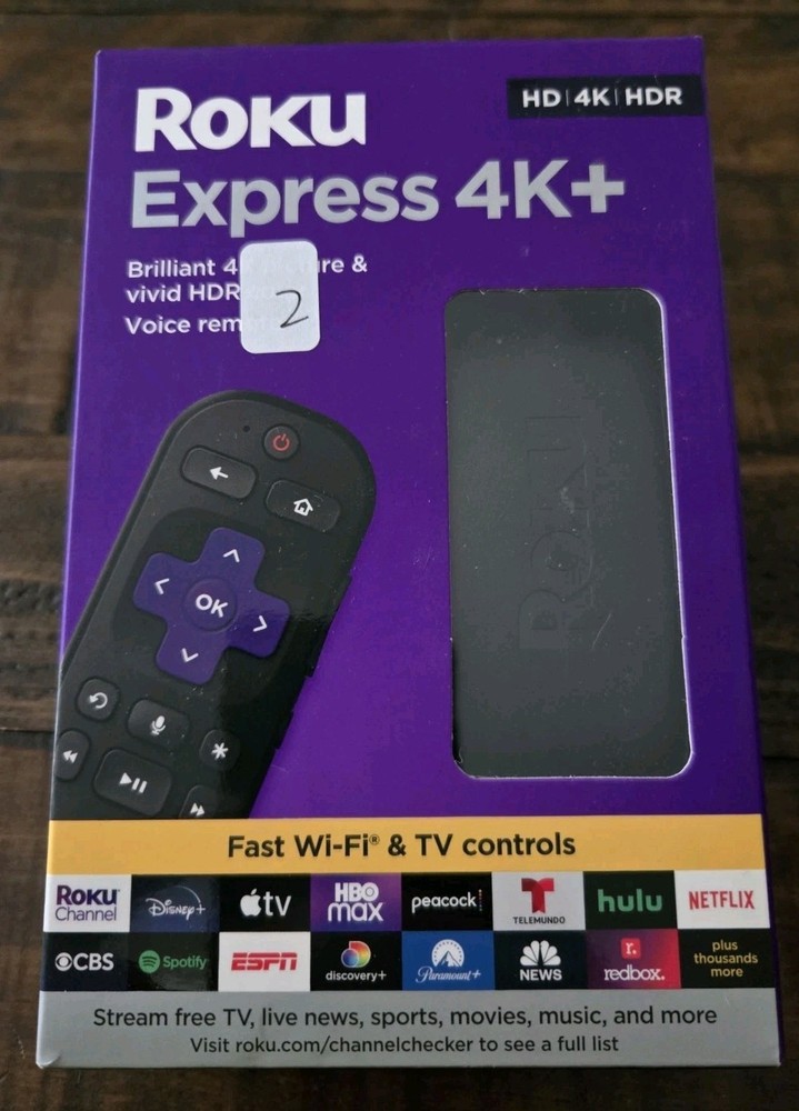Roku Express 4K+ Streaming Player NEW SEALED HDR Voice Remote Wi-Fi HDMI