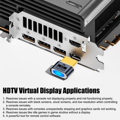 LED 4K Light HDTV Graphics Card Emulator Headless Monitor Adapter Plug-and-Play