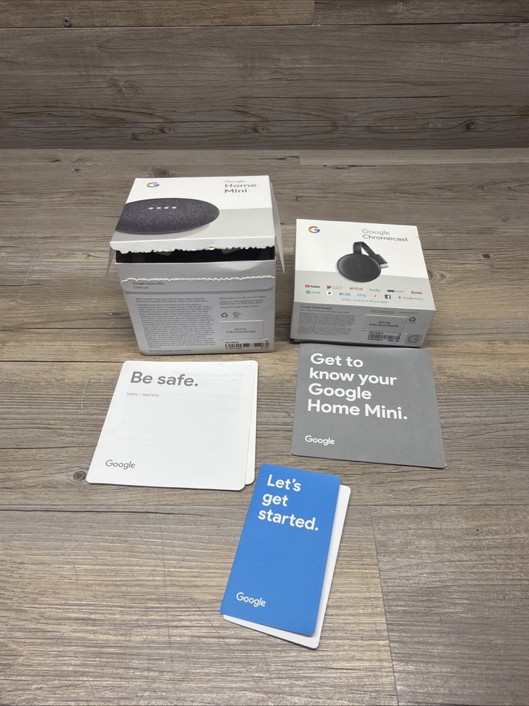 Google Smart TV Kit Home Mini + Chromecast Bundle Voice Control PreOwned Tested