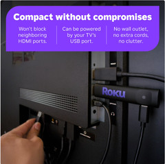 Roku HD Streamer 2026 Streaming Stick Device for TV with Voice Remote Free Cable