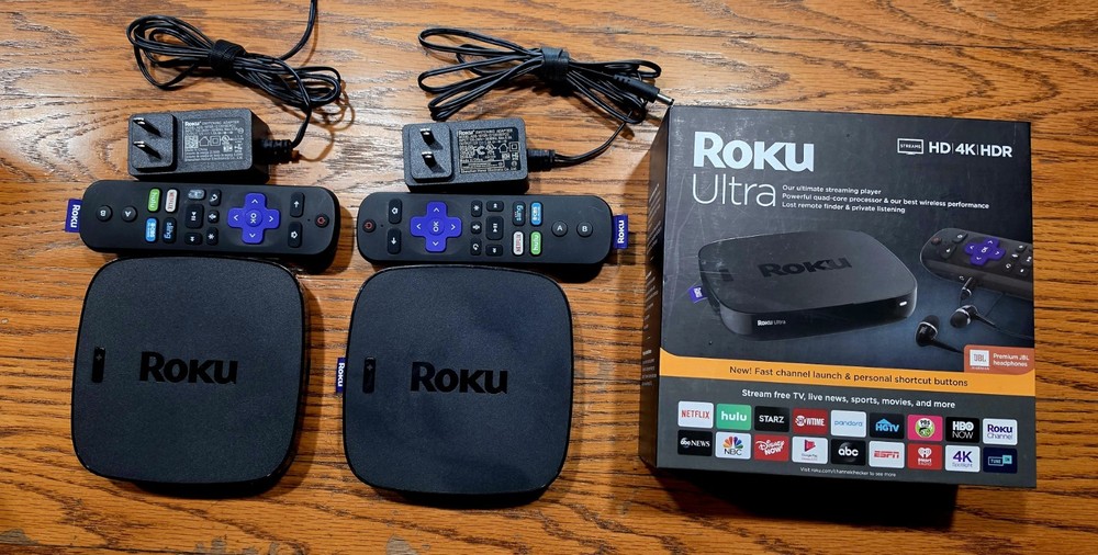 Roku Ultra 4670R HD 4K HDR New Open Box, and 2 Roku Ultra 4660×2 4K HDR used