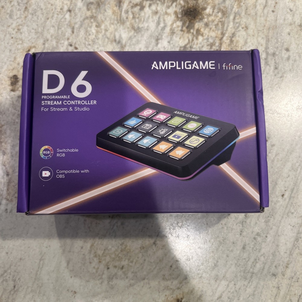 AMPLIGAME D6 USB Stream Controller 15 Programmable Keys RGB Compatible with OBS