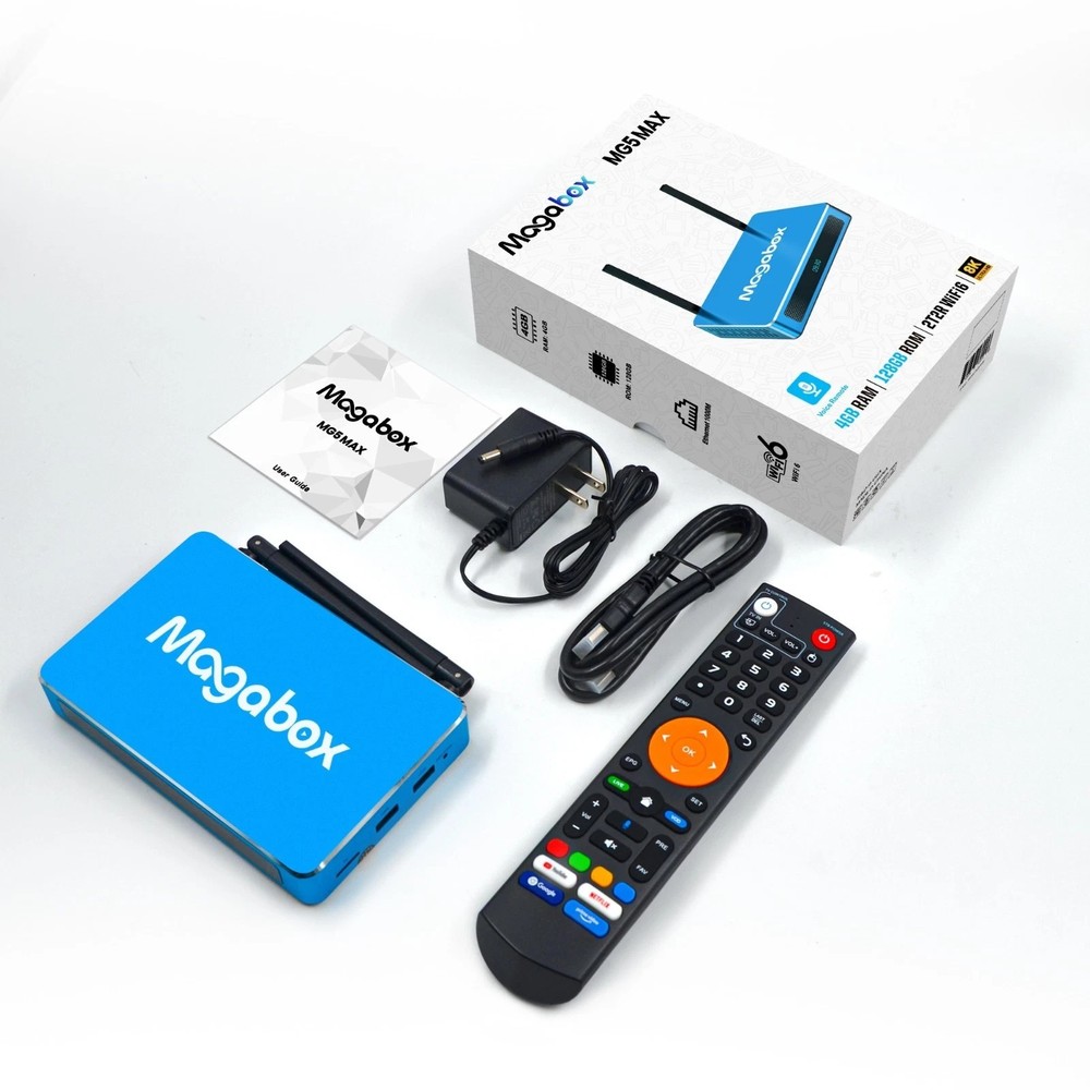 New Magabox MG5 Max 8k UHD Streaming Device 4GB + 128GB Voice Command Remote