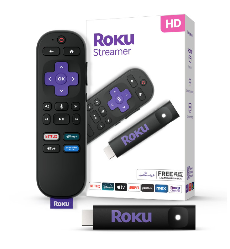 Roku HD Streamer 2026 Streaming Stick Device for TV with Voice Remote Free Cable