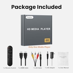 4K Digital Media Player HDMI AV Output, Mini HD Video Player for USB SD Cards, H