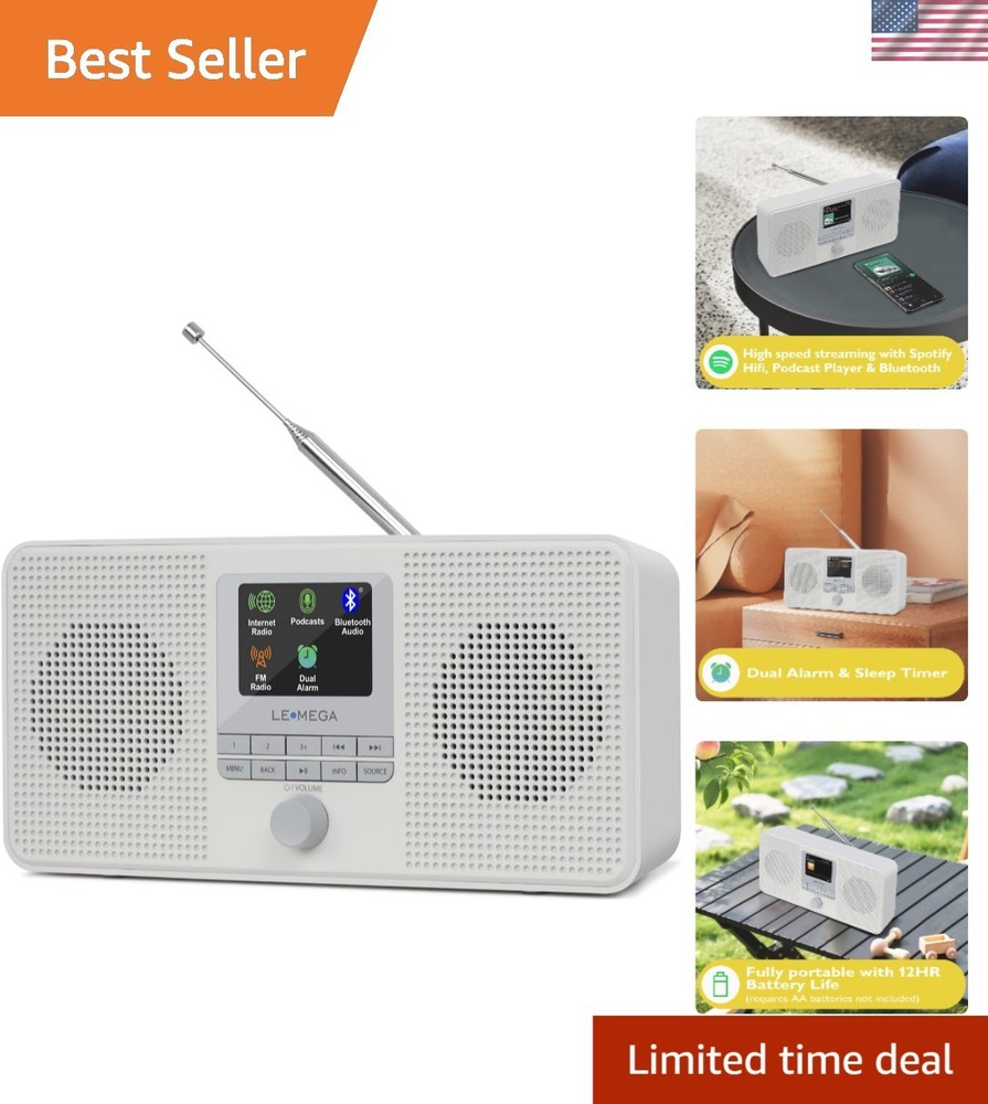 Lightweight IR4S Internet Radio with FM, Bluetooth & Battery Power for Anywhere