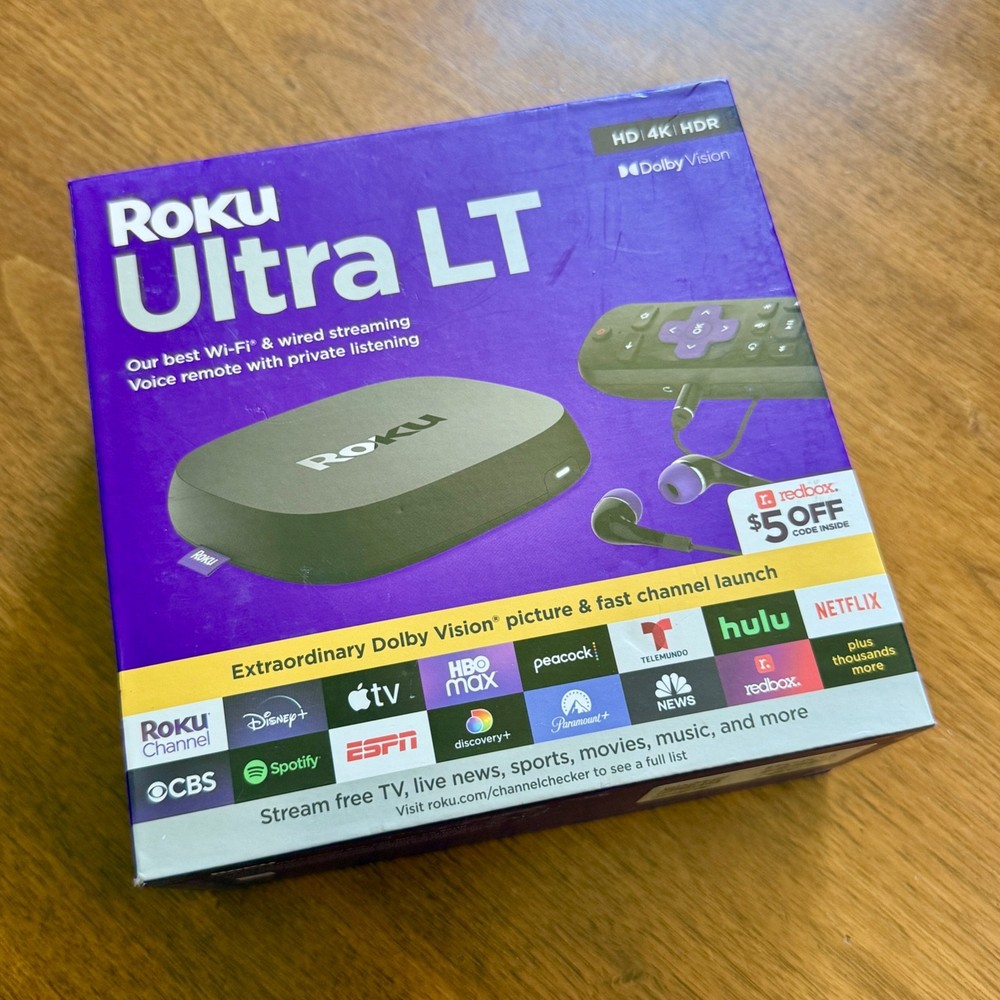 NEW Roku Ultra LT 4K HDR Dolby Vision Wi-Fi Ethernet HDMI Voice Remote Black