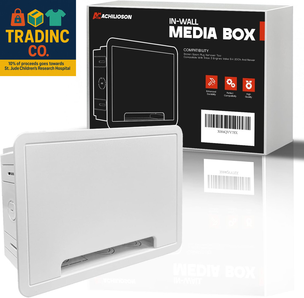 In-Wall Media Box White-9″ – TV Cable Management Kit, Structured Media Enclosure