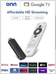 onn. 1080p FHD Google TV HDMI Streaming Dongle w/ Voice Remote Wi-Fi Bluetooth