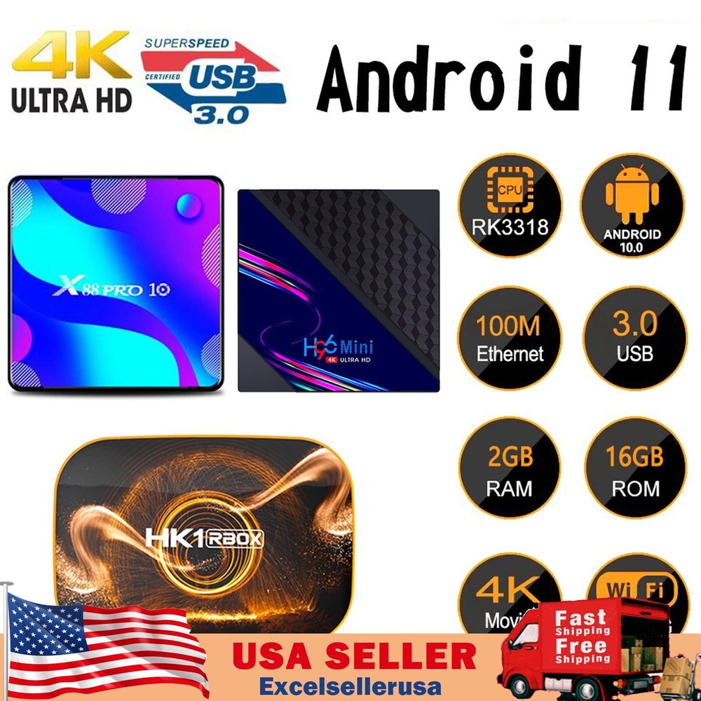 Mini 8Gb/16Gb Smart Tv Box 4K 2.4G Wifi 3D Media Player Android Tv Box 10.0/11.0