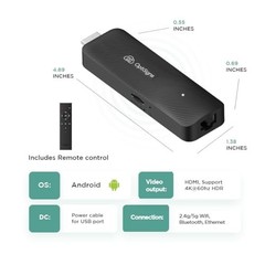 4K UHD Digital Signage Player Stick – Android Quad Core, HDMI, WiFi/Ethernet, Re