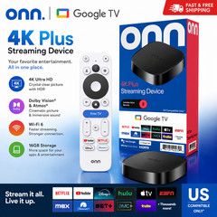 ONN 4K PLUS STREAMING BOX – GOOGLE TV – ULTRA FAST – 16GB Storage – 2 GB Ram