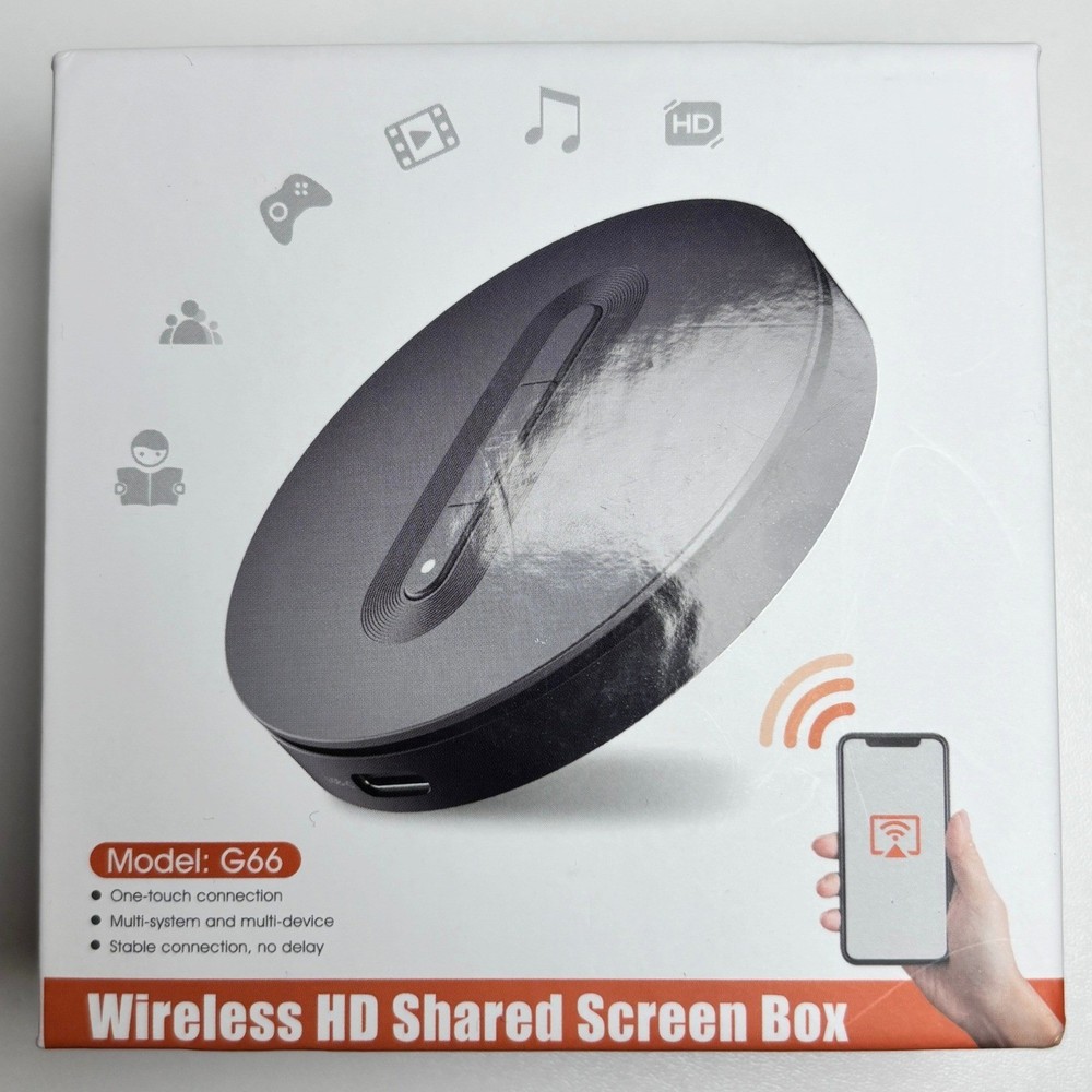 G66 Wireless HD Shared Screen Box 1080P 5G WiFi Display Adapter HDMI USB-C Black