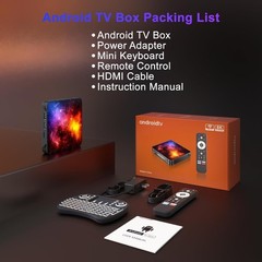 4GB RAM Android TV Box 14.0, 128GB ROM, 4K UHD, Dual-Band WiFi, Bluetooth, HDMI