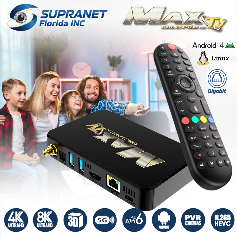 MaxTV Gold PRO25 (2025-2026 Edition) Android 14, WiFi6, Gigabit Ethernet, 4K UHD